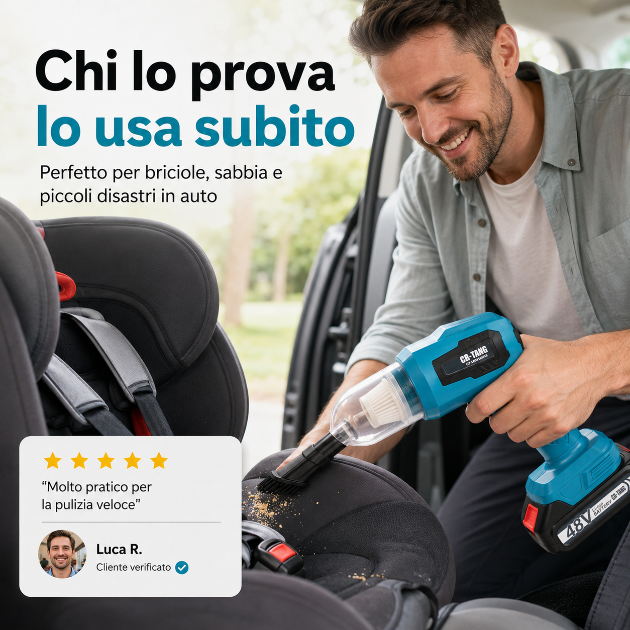 AutoPronto™ AirForce Aspirapolvere e soffiatore portatile 2 in 1 per la pulizia rapida dell’auto