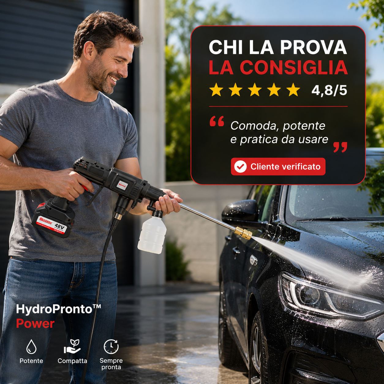 HydroPronto™ Power Idropulitrice elettrica compatta con alimentazione via cavo per auto, moto e superfici esterne