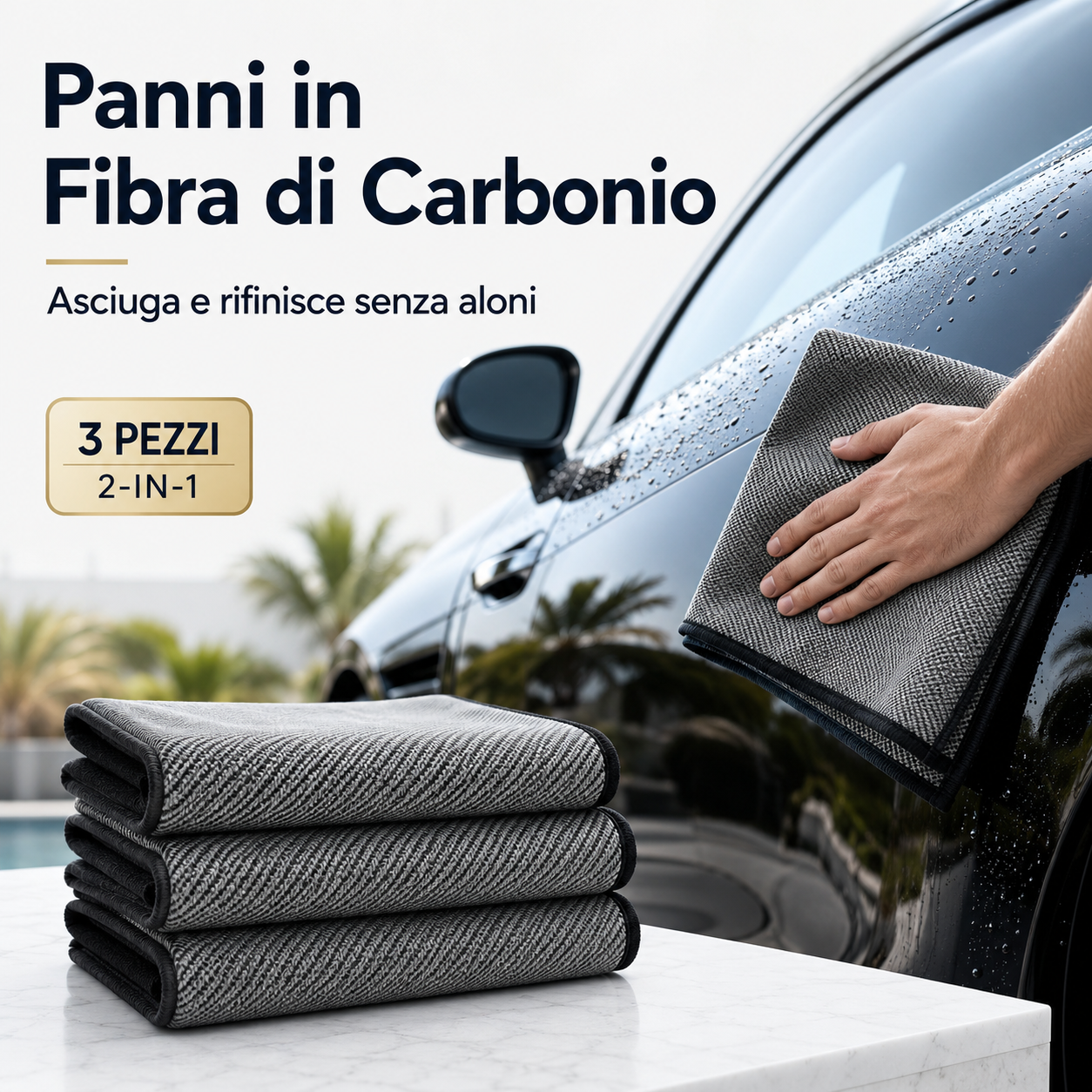 Panni 2 in 1 in Fibra di Carbonio, confezione da 3