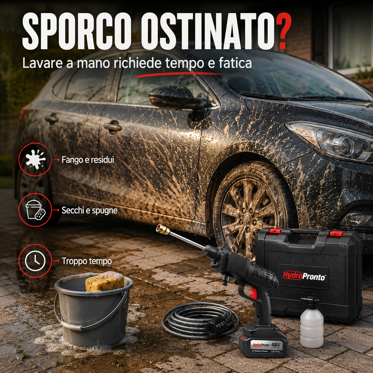 HydroPronto™ Power Idropulitrice elettrica compatta con alimentazione via cavo per auto, moto e superfici esterne