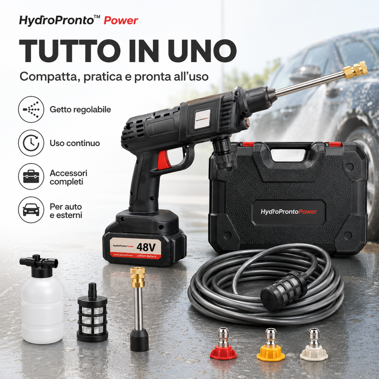 HydroPronto™ Power Idropulitrice elettrica compatta con alimentazione via cavo per auto, moto e superfici esterne